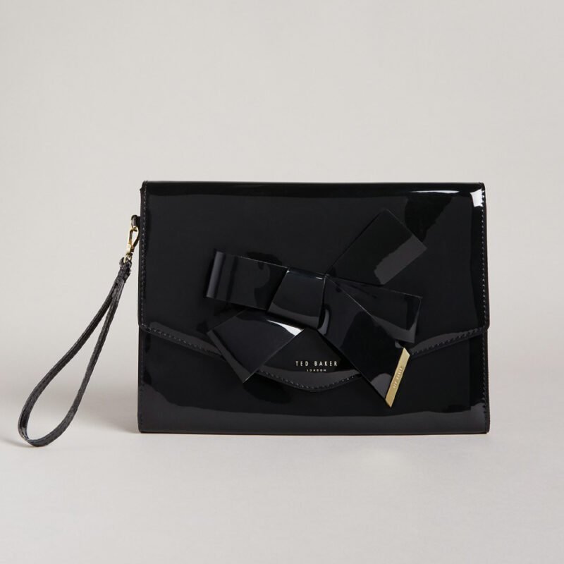 NIKKEY Knot Bow Vinyl Envelope Clutch Bag