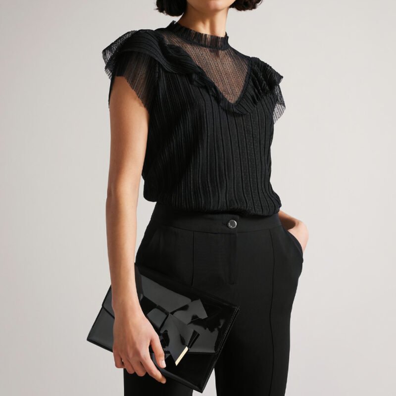 NIKKEY Knot Bow Vinyl Envelope Clutch Bag