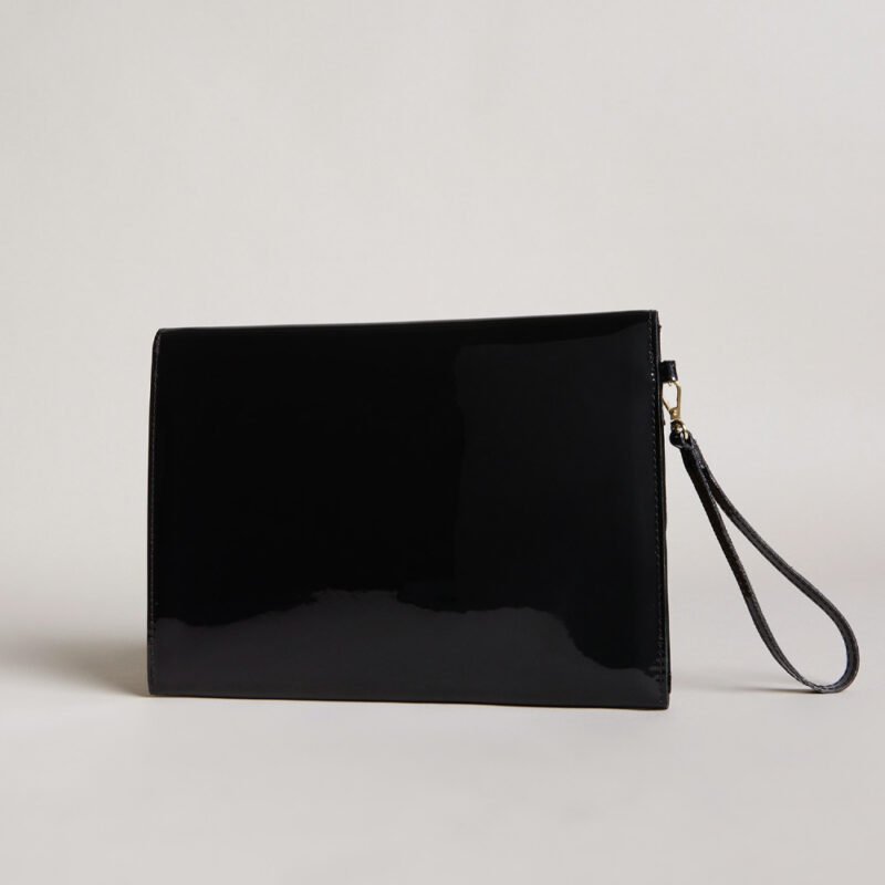 NIKKEY Knot Bow Vinyl Envelope Clutch Bag