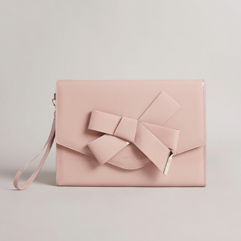 NIKKEY Knot Bow Vinyl Envelope Clutch Bag