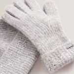 KERIIS Rhinestone Knitted Hat and Gloves Set