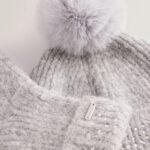 KERIIS Rhinestone Knitted Hat and Gloves Set