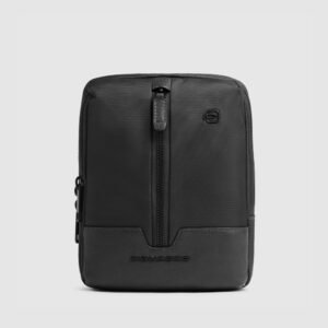 Crossbody bag in recycled fabric and leather