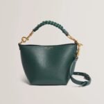 WAVELY Weave Handle Leather Small Bucket Bag