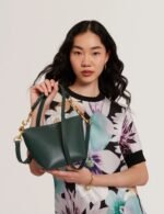 WAVELY Weave Handle Leather Small Bucket Bag