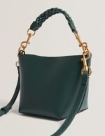 WAVELY Weave Handle Leather Small Bucket Bag