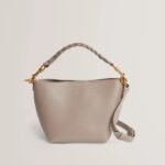 WAVELY Weave Handle Leather Small Bucket Bag