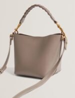 WAVELY Weave Handle Leather Small Bucket Bag