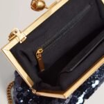 SEQUINZ Rose Detail Sequin Clutch Bag