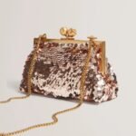 SEQUINZ Rose Detail Sequin Clutch Bag