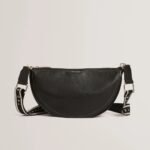 LORREEN Webbing Leather Half Moon Crossbody Bag