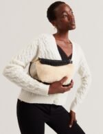 SHERBAA Shearling Leather Weave Handle Crossbody