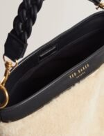 SHERBAA Shearling Leather Weave Handle Crossbody