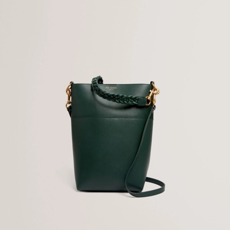 WANNDA Weave Handle Leather Medium Bucket Bag