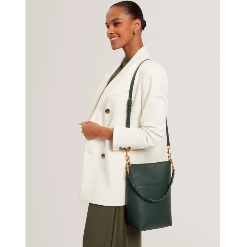 WANNDA Weave Handle Leather Medium Bucket Bag