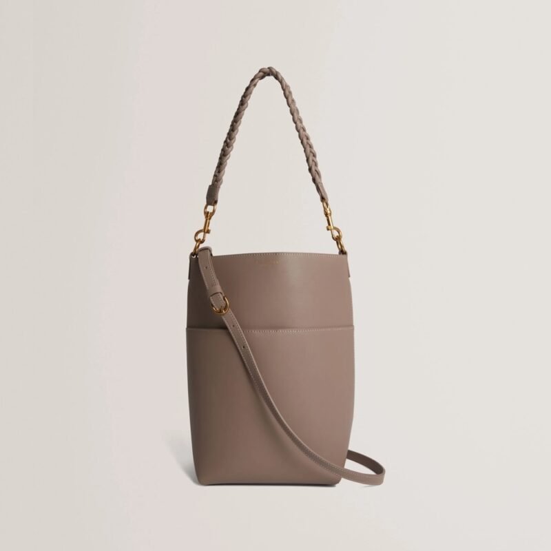 WANNDA Weave Handle Leather Medium Bucket Bag
