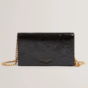 MAHIRAA Metallic Faux Leather Crossbody Flapover Wallet Bag