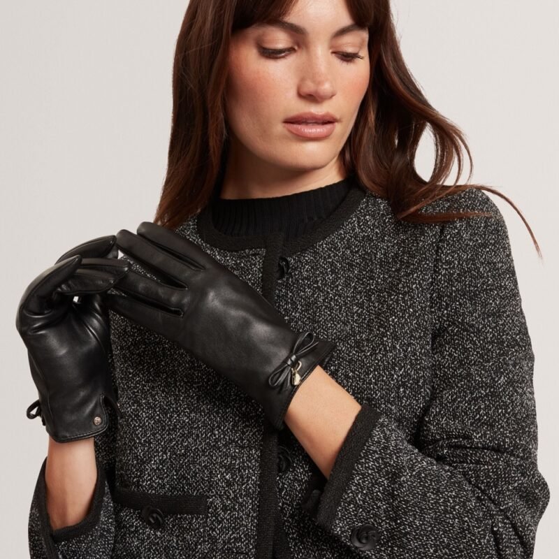 SHERYYS Bow Detail Soft Leather Gloves