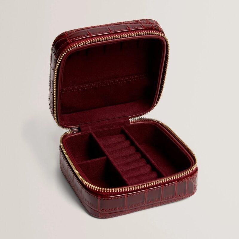 HAZELLI Croc Effect Zip Around Jewellery Case