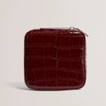 HAZELLI Croc Effect Zip Around Jewellery Case