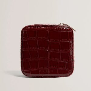HAZELLI Croc Effect Zip Around Jewellery Case