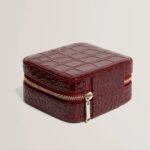 HAZELLI Croc Effect Zip Around Jewellery Case