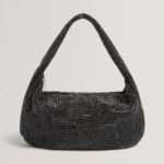 CRYSTTA Crystal Embellished Large Slouch Shoulder Bag