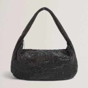 CRYSTTA Crystal Embellished Large Slouch Shoulder Bag CRYSTTA Crystal Embellished Large Slouch Shoulder Bag