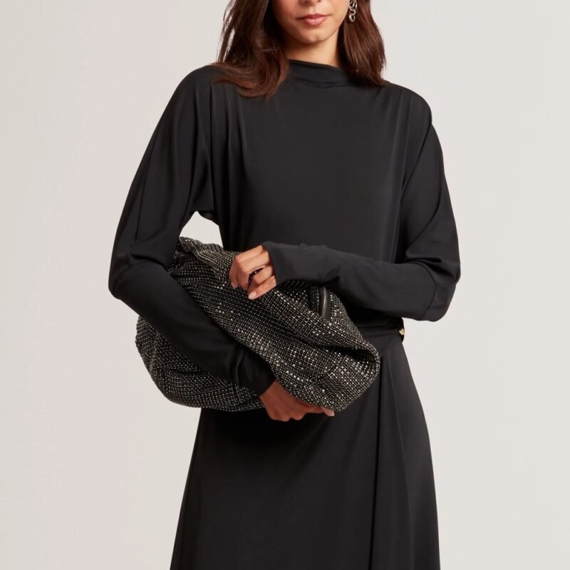 CRYSTTA Crystal Embellished Large Slouch Shoulder Bag