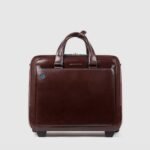 Leather laptop briefcase on wheels