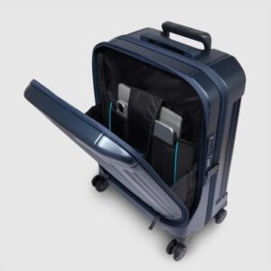 Cabin suitcase with front pocket for laptop