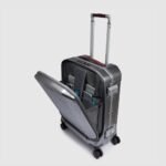 Cabin suitcase with front pocket for laptop