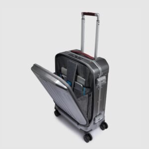 Cabin suitcase with front pocket for laptop