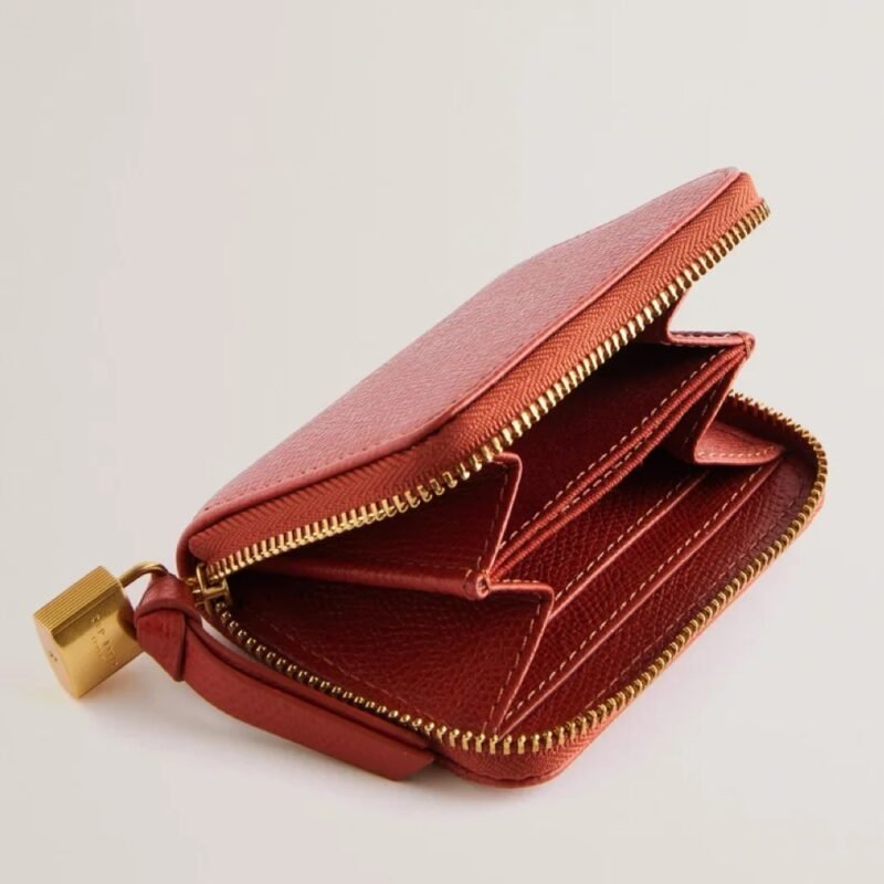 WESMIN Padlock Detail Small Leather Purse