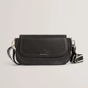 LOUIIZE Webbing Leather Flapover Crossbody Bag