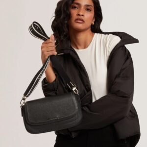 LOUIIZE Webbing Leather Flapover Crossbody Bag