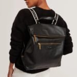 LUCCEA Branding Webbing Large Leather Backpack