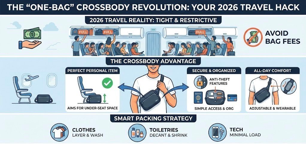 The "One-Bag" Revolution: Why the Crossbody is the Only Travel Bag You Need in 2026