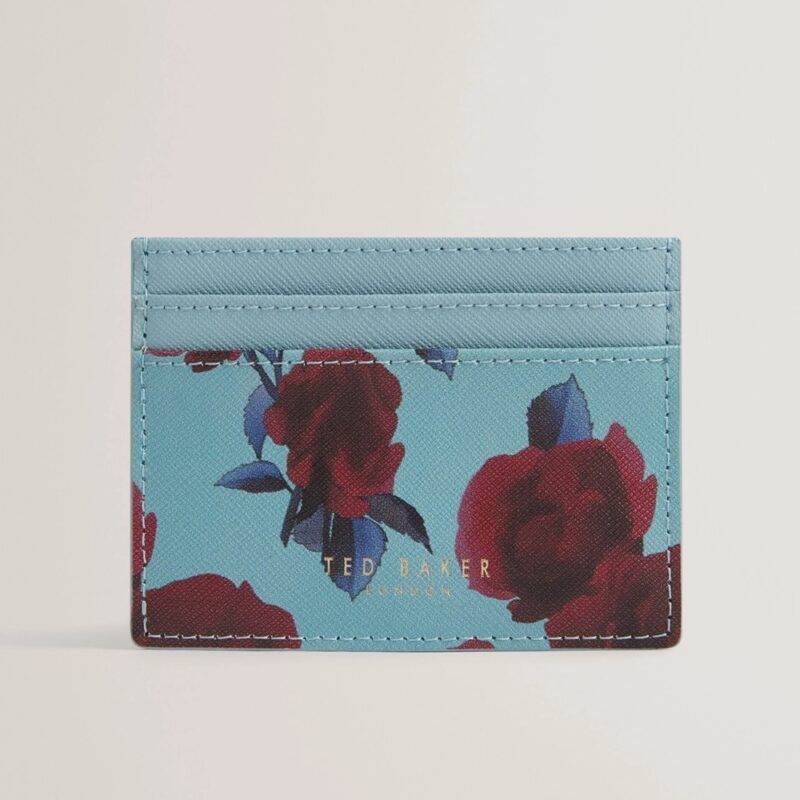 EVERLYN Rose print slim Leather Cardholder