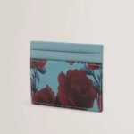 EVERLYN Rose print slim Leather Cardholder
