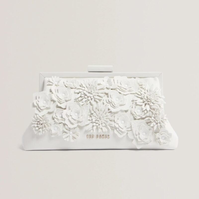 FIORELL Flower 3D Applique Clutch Bag