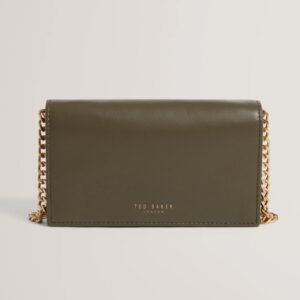 MAHIRAA Metallic Faux Leather Crossbody Flapover Wallet Bag