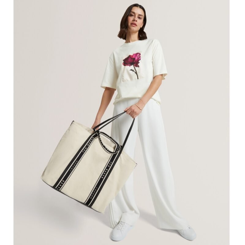 LAURINE Canvas Webbing Detail Large Shopper