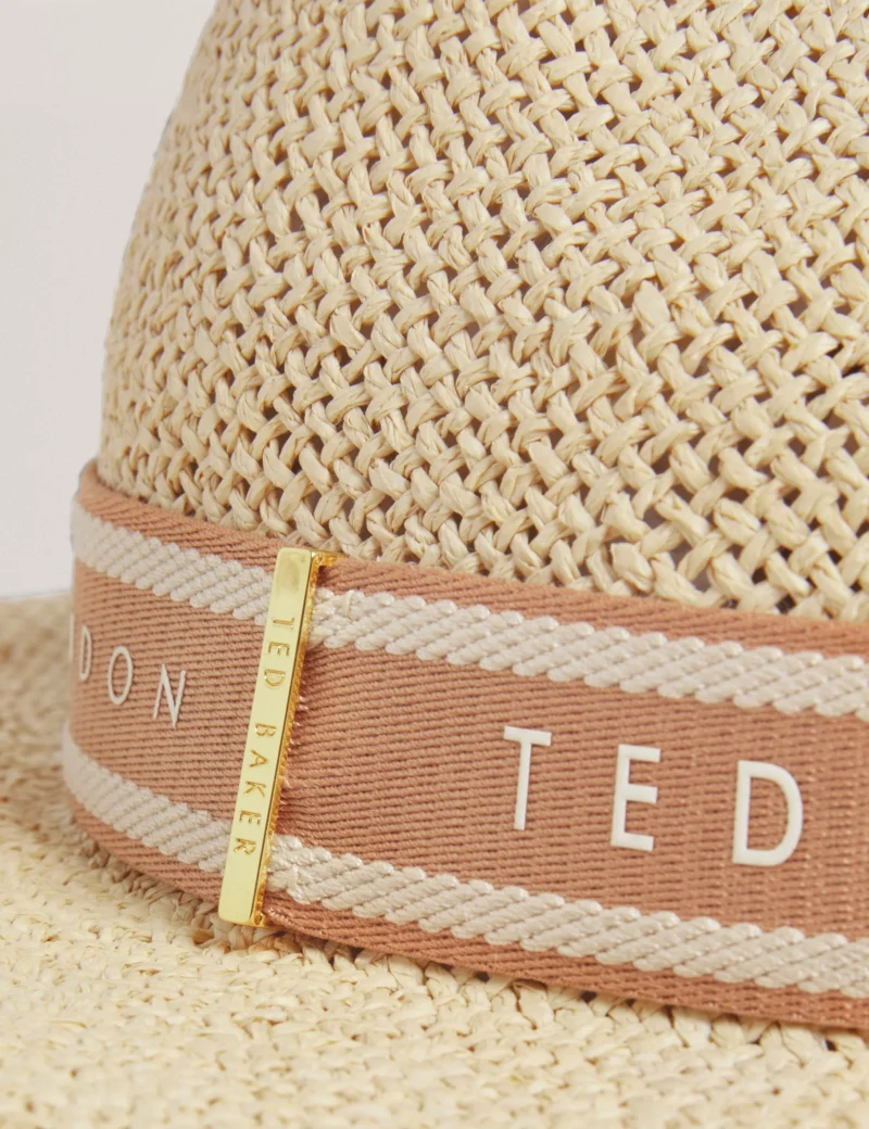 CLAIRIE Straw Webbing Trim Fedora Hat