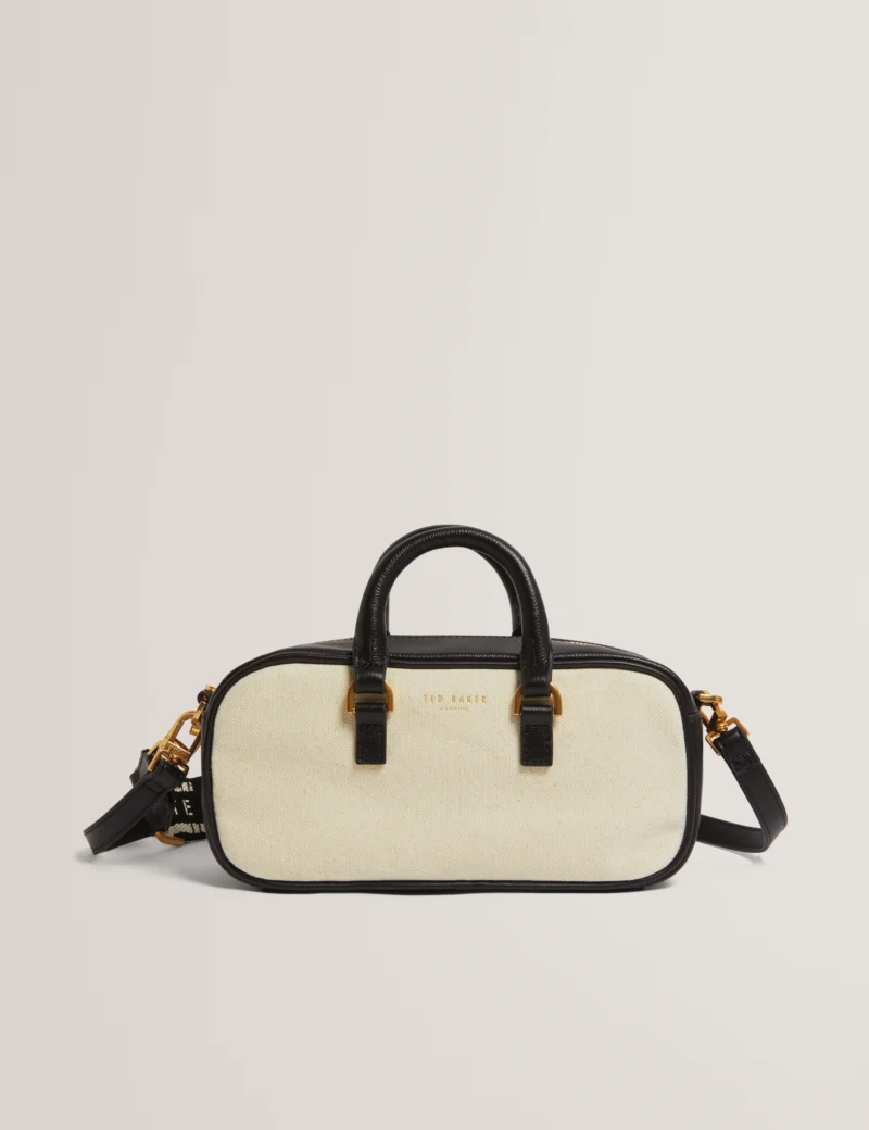 LAURALY Elongated Canvas Boxy Top Handle Bag