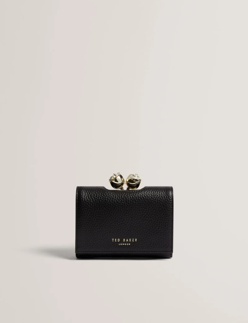 ROOSA Rose Detail Leather Small Bobble Purse