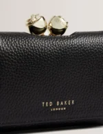 ROOSA Rose Detail Leather Small Bobble Purse