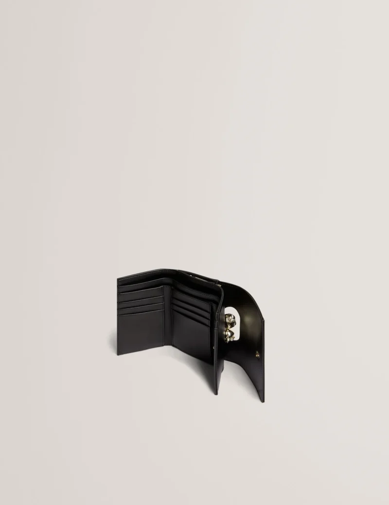 ROOSA Rose Detail Leather Small Bobble Purse