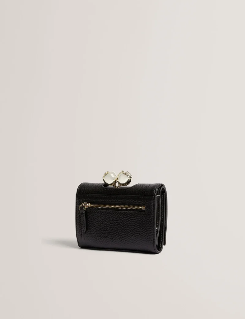 ROOSA Rose Detail Leather Small Bobble Purse