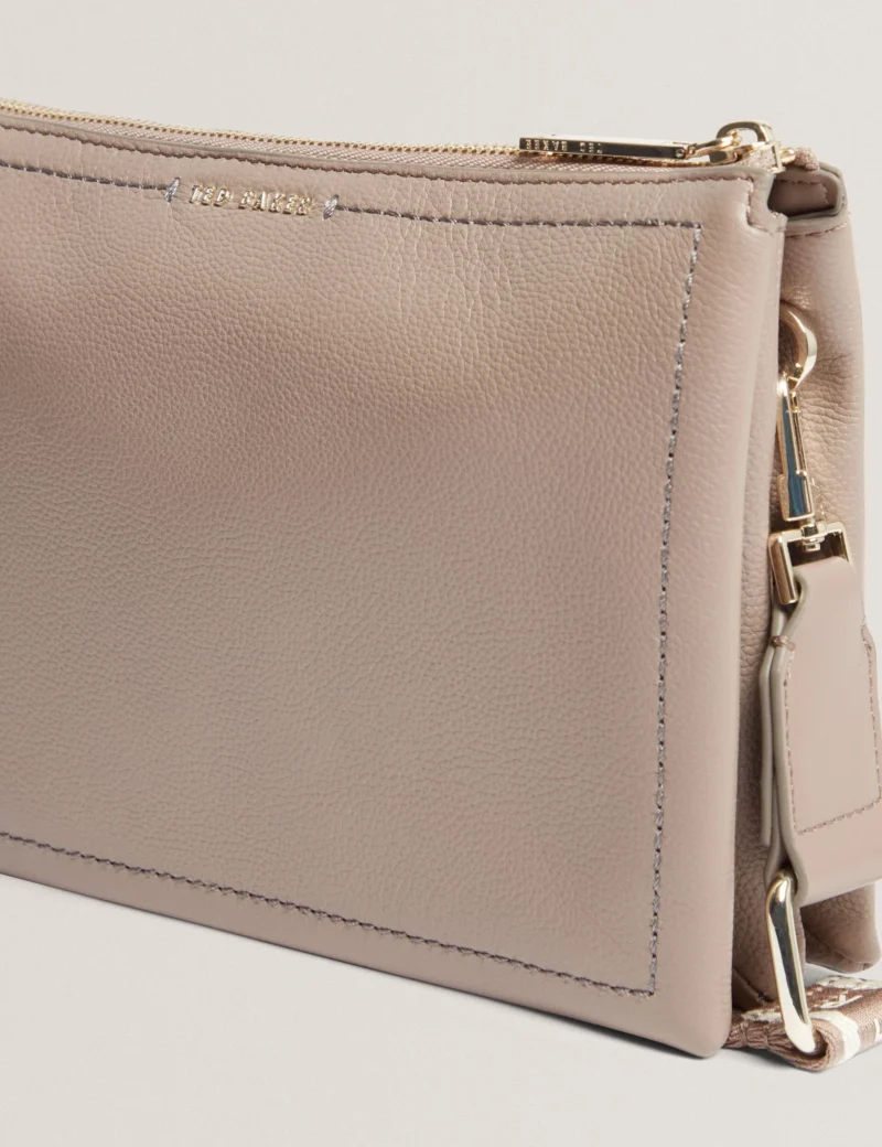 LARINDA Webbing Strap Leather Crossbody Bag